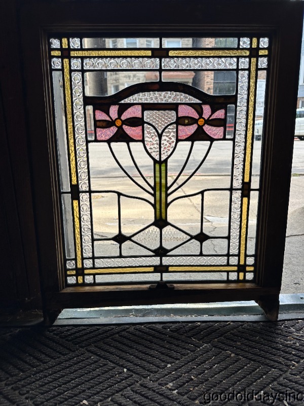Beautiful Antique 1920s Chicago-Stained Glass Window 30" x 24"