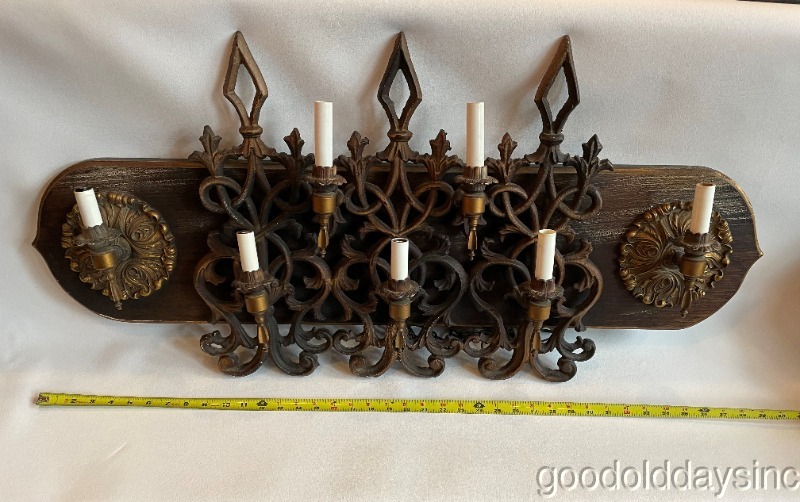 Vintage Gothic Candlestick Wall Sconce Fixture - Wall Light w Seven Sockets