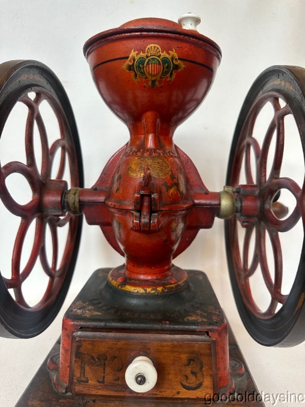 ENTERPRISE No.3 Antique Coffee Grinder/Mill Cast Iron Countertop 10 1/2" Wheels
