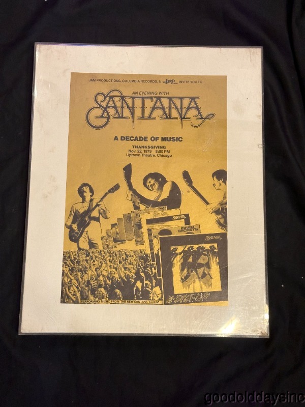 Vintage Jam Productions Santana Concert Poster Chicago 1979 WLS UPTOWN Theater 