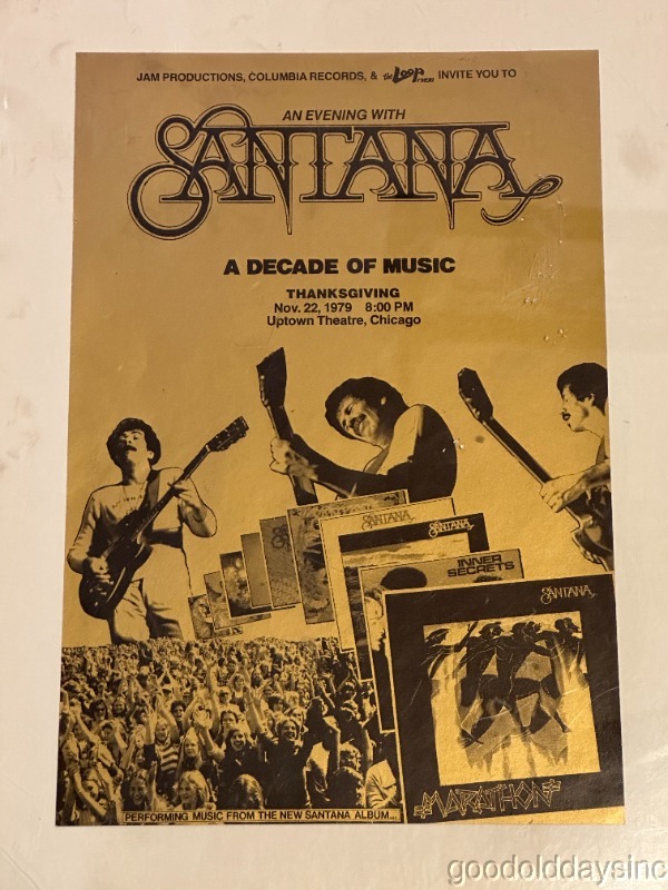 Vintage Jam Productions Santana Concert Poster Chicago 1979 WLS UPTOWN Theater 