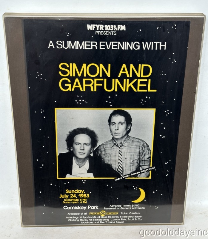 Original Simon and Garfunkel Concert Poster Chicago 1983 WFYR Comiskey Park 