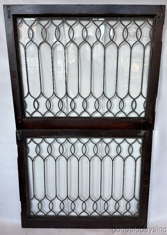 Nice Pair of Antique Leaded Glass Windows Circa 1900 Chicago 