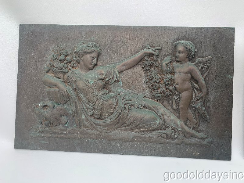 2 Antique Bronze Plaque's Metallic Compress Company Boston Mass. Venus and Cupid