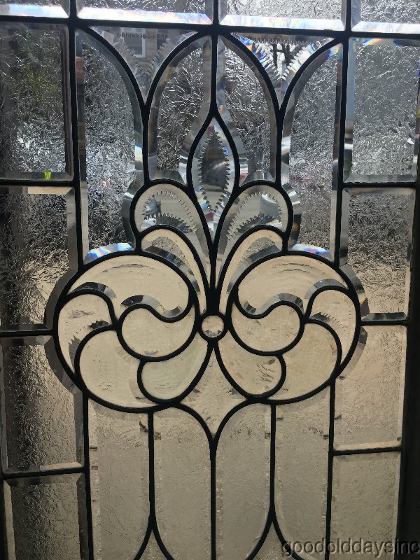 Wonderful Antique Zipper Cut Beveled Glass Window Circa 1900