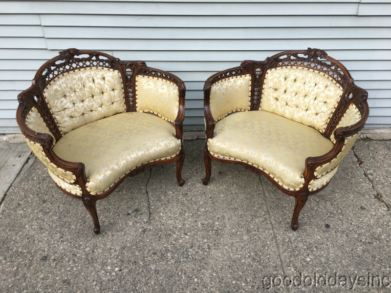 Wow! Beautiful Pair of Antique Carved French Style Chairs Chair