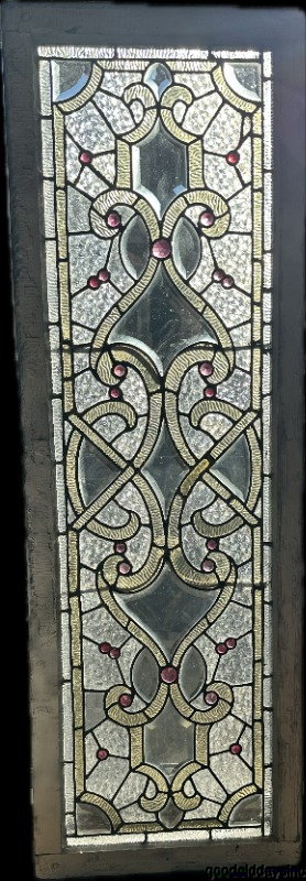 Beautiful Antique Stained Beveled Leaded Glass Transom Window Circa 1890