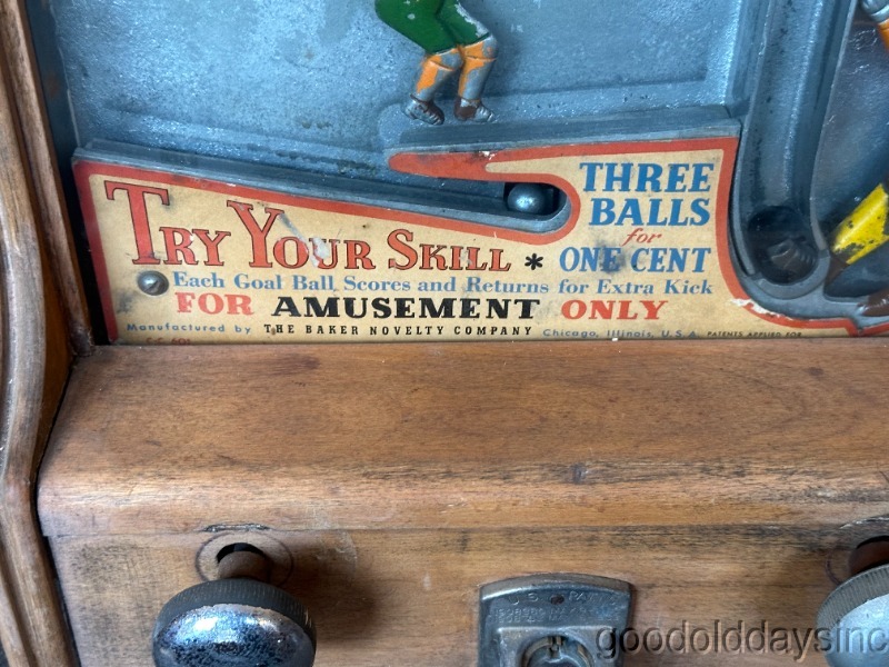 1930s Baker Novelty Kicker Football Coin Op Penny Trade Stimulator Game One Cent