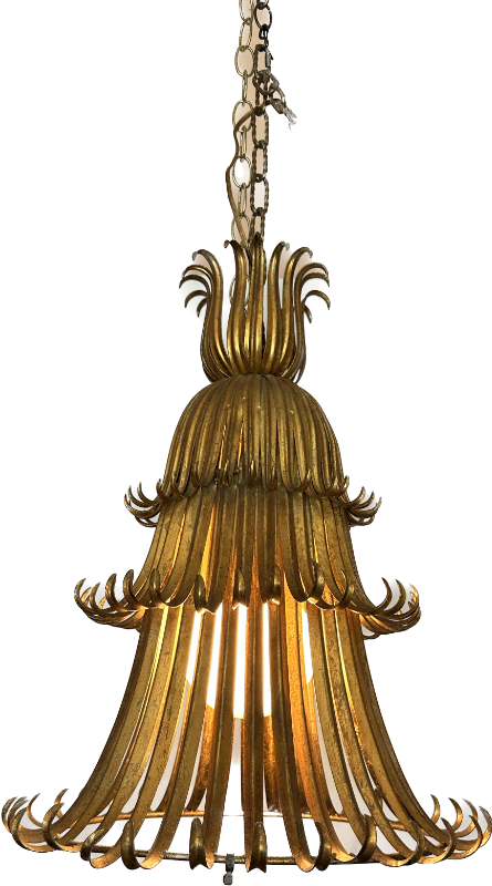 Mid Century Modern Eyelash Light Fixture - Brass Chandelier - Made in Italy MCM