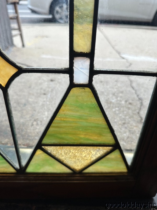 Antique 1917 Stained Leaded Glass Bookcase Cabinet Doors Windows