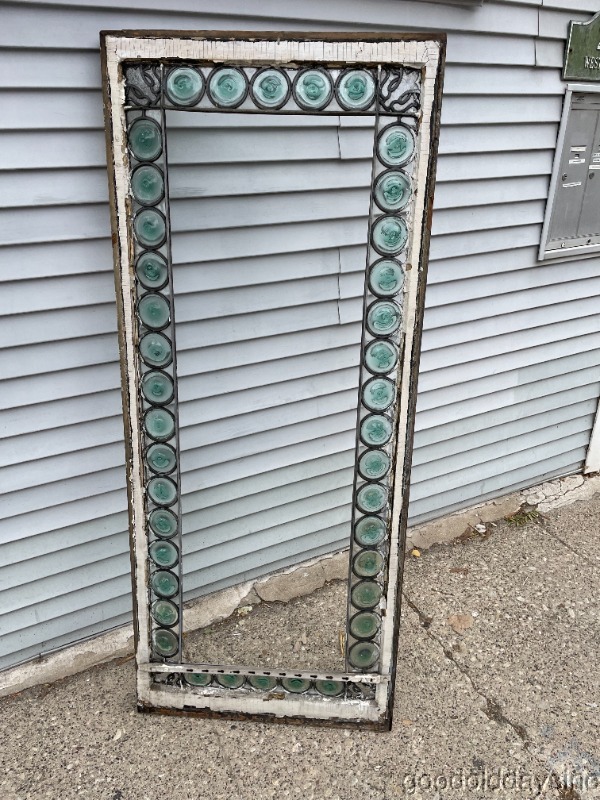 Antique Victorian 1890's Stained Leaded Glass Window w 40 3" Rondels 66" x 28"