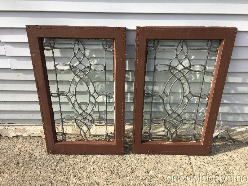 Wonderful Pair of Antique Beveled Glass Transoms / Sidelights 29" x 18 ca.1900
