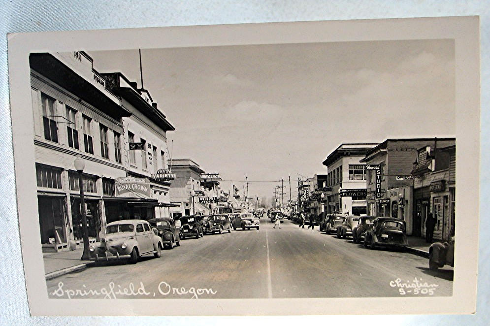 Vintage 1940's Springfield Oregon Photo Postcard Main Street | eBay