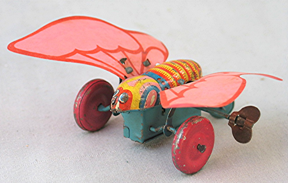 Vintage Tin Wind Up Butterfly Toy With Celluloid Wings Working Made In Japan Ebay