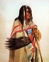 "Blackfoot With Fan"  Native American Indian Art P