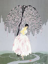 "Blossom Umbrella" HUGE Art Deco Print by Erte