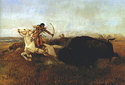 "Indians Hunting Buffalo" BIG Indian Art Print Rus