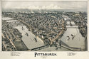 Bird's Eye View Map of  "Pittsburgh 1902" BIG Art 