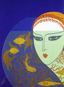 Fish Bowl 30x44 Art Deco Print by Erte Hand Number