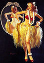 Sexy Hula Girl 30x44 Old Hawaii Hula surfing Print