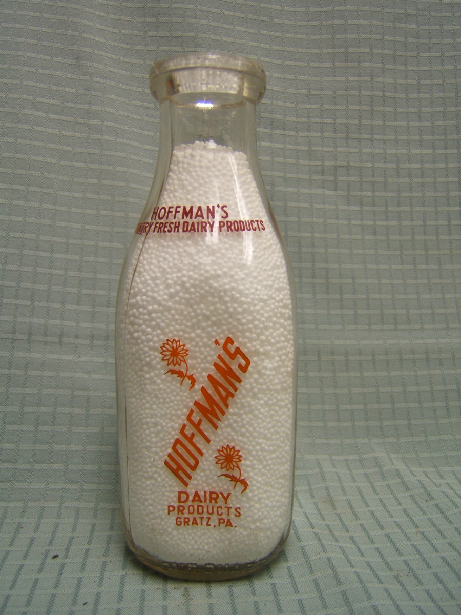 Hoffman's Dairy Gratz PA clear milk bottle quart size | eBay