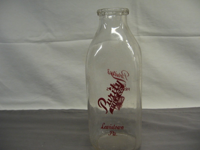 Purity's Dairy Products Quart Milk Bottle Lewistown, PA TSPQ 8 3/4 ...