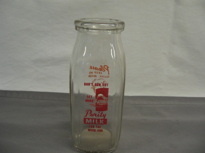 Purity's Dairy Products Half Pint Milk Bottle Lewistown, PA SSPHP 7 ...