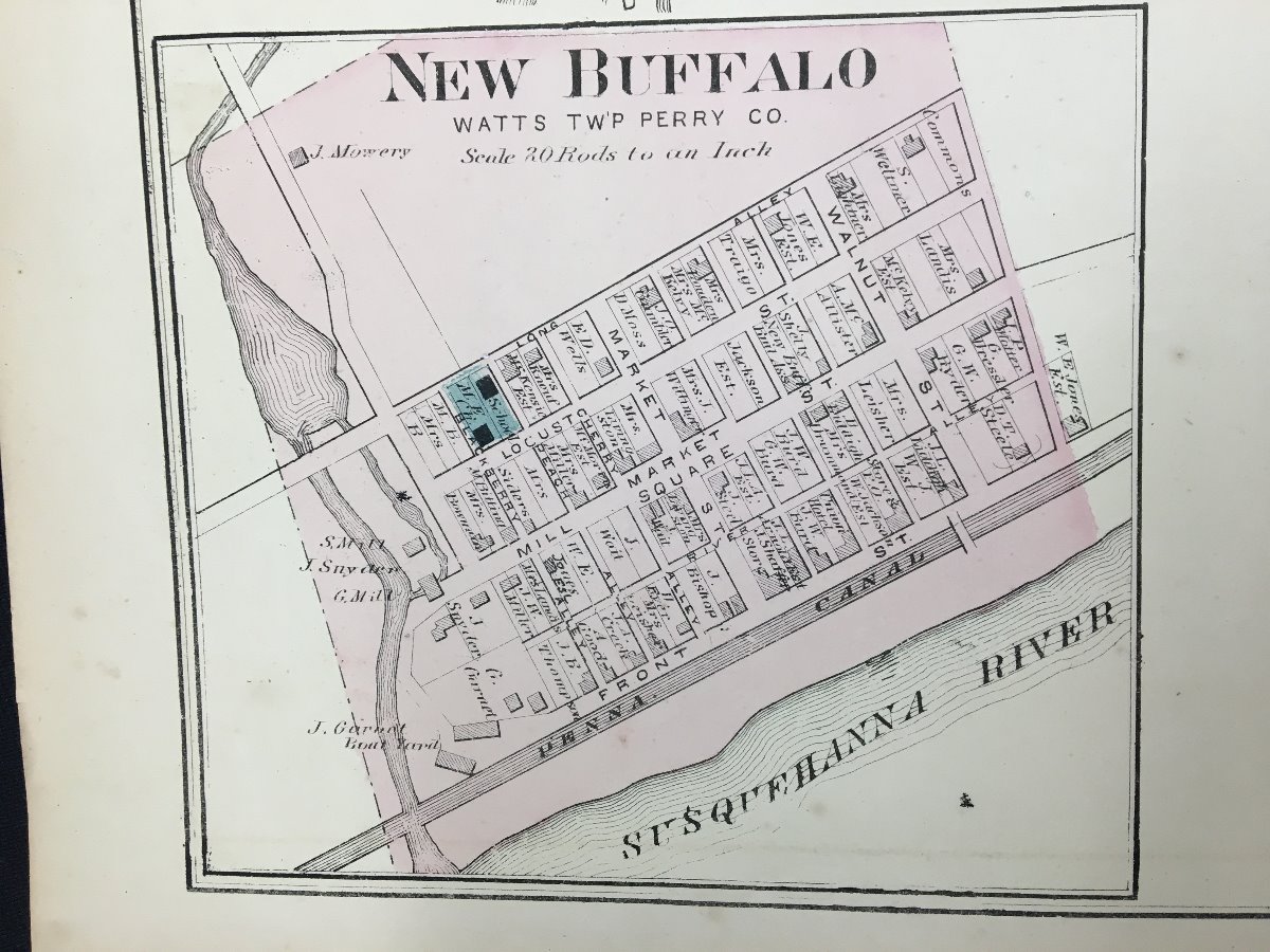1877 Atlas Map of Watts & Wheatfield Townships, & Landisburg Perry