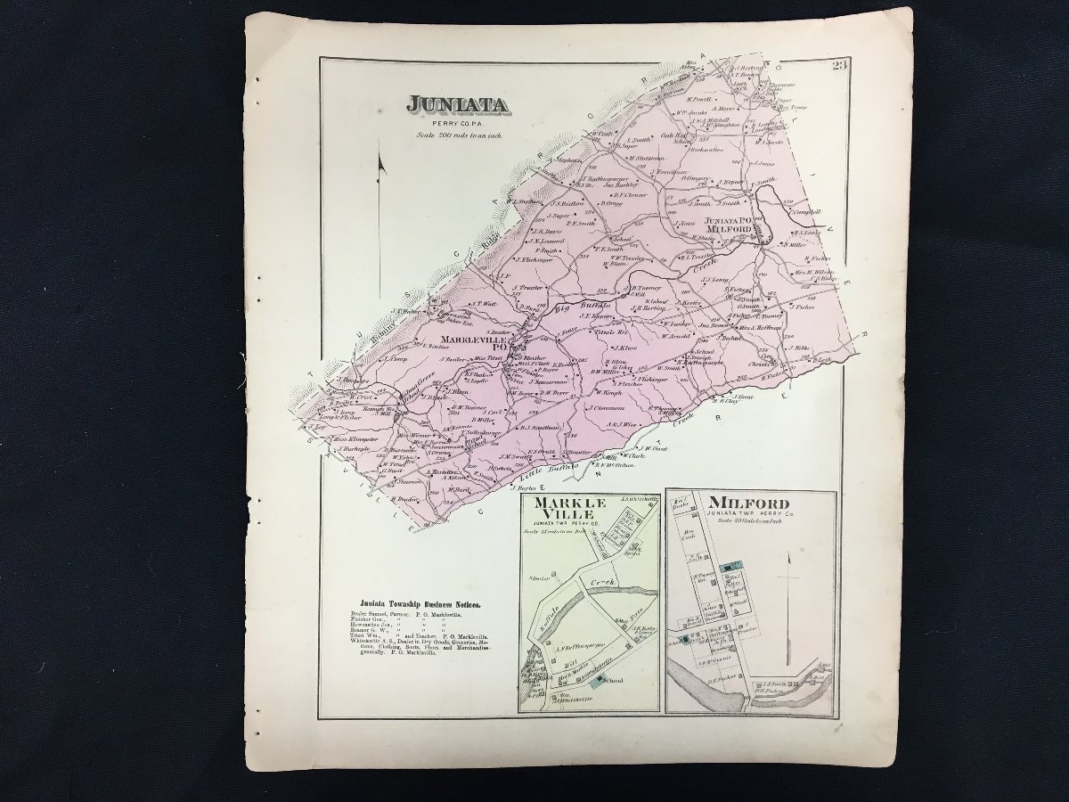 1877 Atlas Map of Liverpool & Juniata Townships - Perry County ...