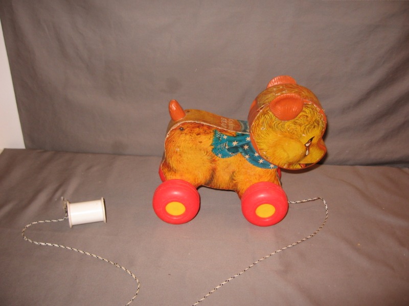 Fisher Price "Cry Baby Bear" Pull/Push Toy Vintage Wood & Plastic Cries
