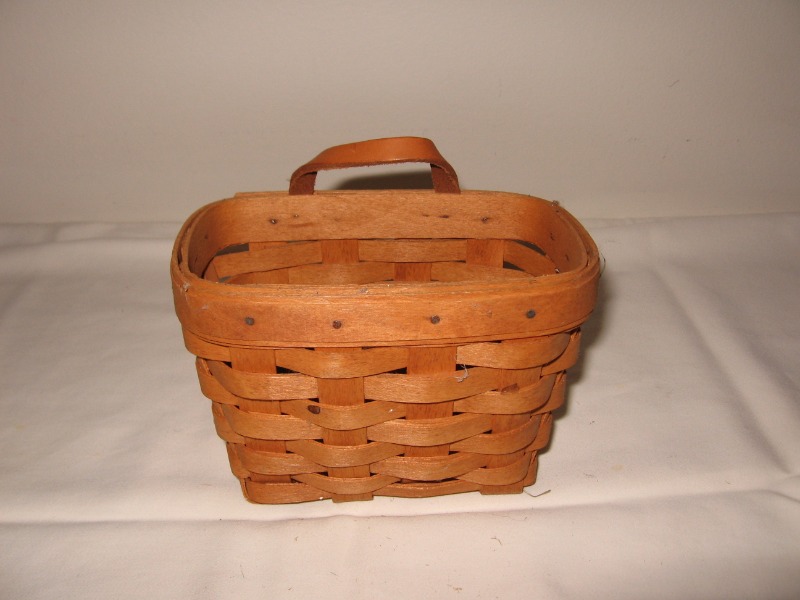 Longaberger Small Rectangular Handled Basket 1994 Leather Handle VGC eBay