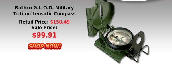 Rothco G.I. O.D. Military Tritium Lensatic Compass