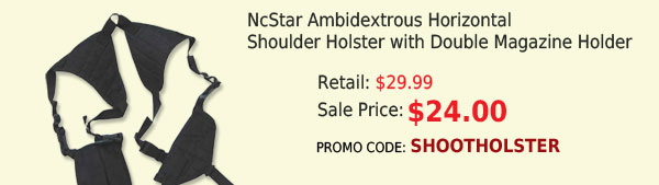 NcStar Ambidextrous Horizontal Shoulder Holster with Double Magazine Holder