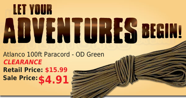 Atlanco 100ft Paracord in OD Green