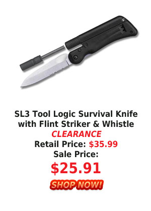 SL3 Tool Logic Survival Knife with Flint Striker And Emergency Whistle