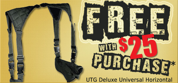 Free Holster with Purchase. UTG Deluxe Universal Horizontal Shoulder Holster Black