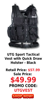 UTG Sport Tactical Vest with Quick Draw Holster Black