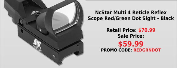 NcStar Multi 4 Reticle Reflex Scope Red/Green Dot Sight - Black