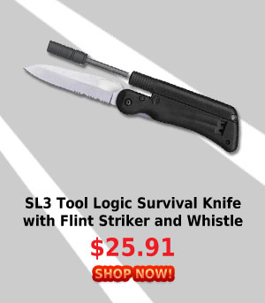 SL3 Tool Logic Survival Knife with Flint Striker and Whistle