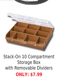 Stack-On 10 Compartment Storage Box with Removable Dividers