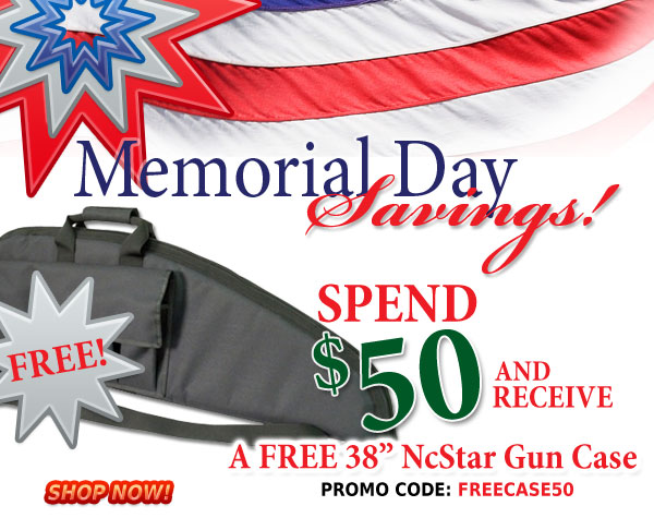 Spend $50 and Receive a FREE 38" NcStar Gun Case with Promo Code FREECASE50