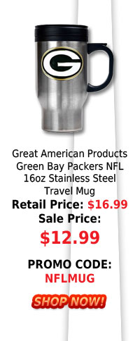 Great American Products Green Bay Packers NFL 16oz Stainless Steel Travel Mug