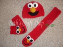 Red Monster Crochet Hat/Scarf/Mitten Set