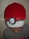 Red and White Ball Crochet Hat - (Pokemon, Pokebal
