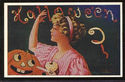 1909  A/s Wall Jack O Lantern  Pretty Lady Antique