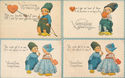 4 Dutch Children Valentine Greeting Antique Postca