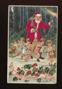 LOT of 4 SILK SANTA CLAUS with Children Father Chr