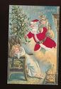 LOT of 4 SILK SANTA CLAUS with Children Father Chr