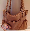 Rosetti Purse Tote Large Handbag, Brown, with Wall