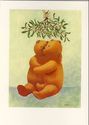 Cute Teddy Bears Hug Under Mistletoe Postcard-New-